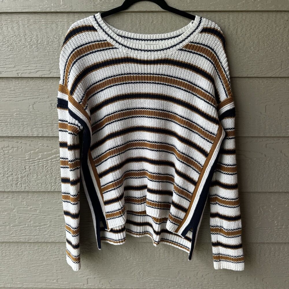 Max Studio Women's Multicolor Cotton Striped Long Sleeve Pullover Sweater Size L